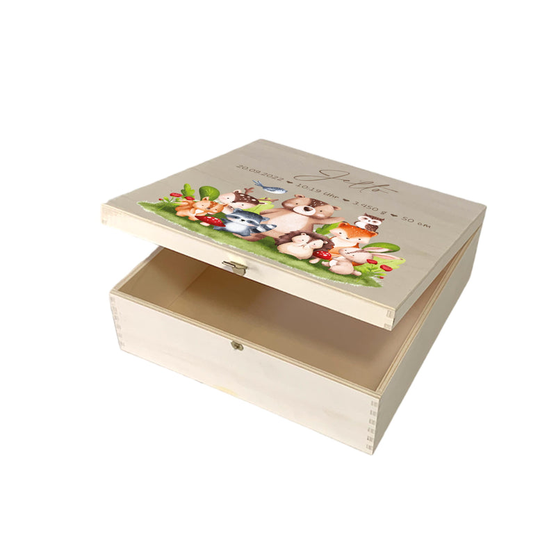 Erinnerungsbox Geschenkschachtel Aufbewahrungsbox mit Namen Holzkiste für Kinder als Geschenkbox