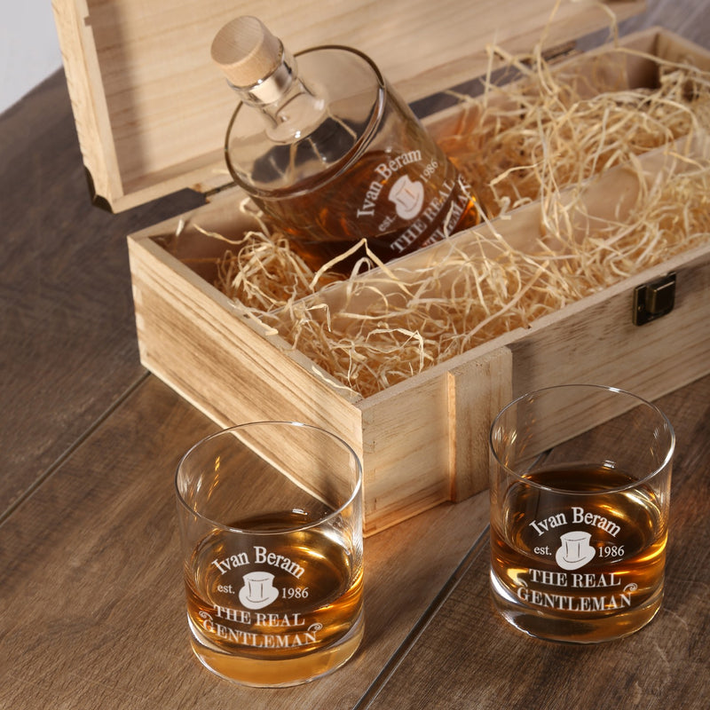 Whiskeybox mit 2 Leonardo Gläsern und Karaffe "Gentleman"