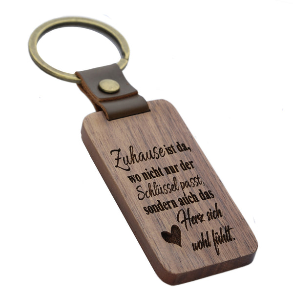 Holz-Schlüsselanhänger "Zuhause"