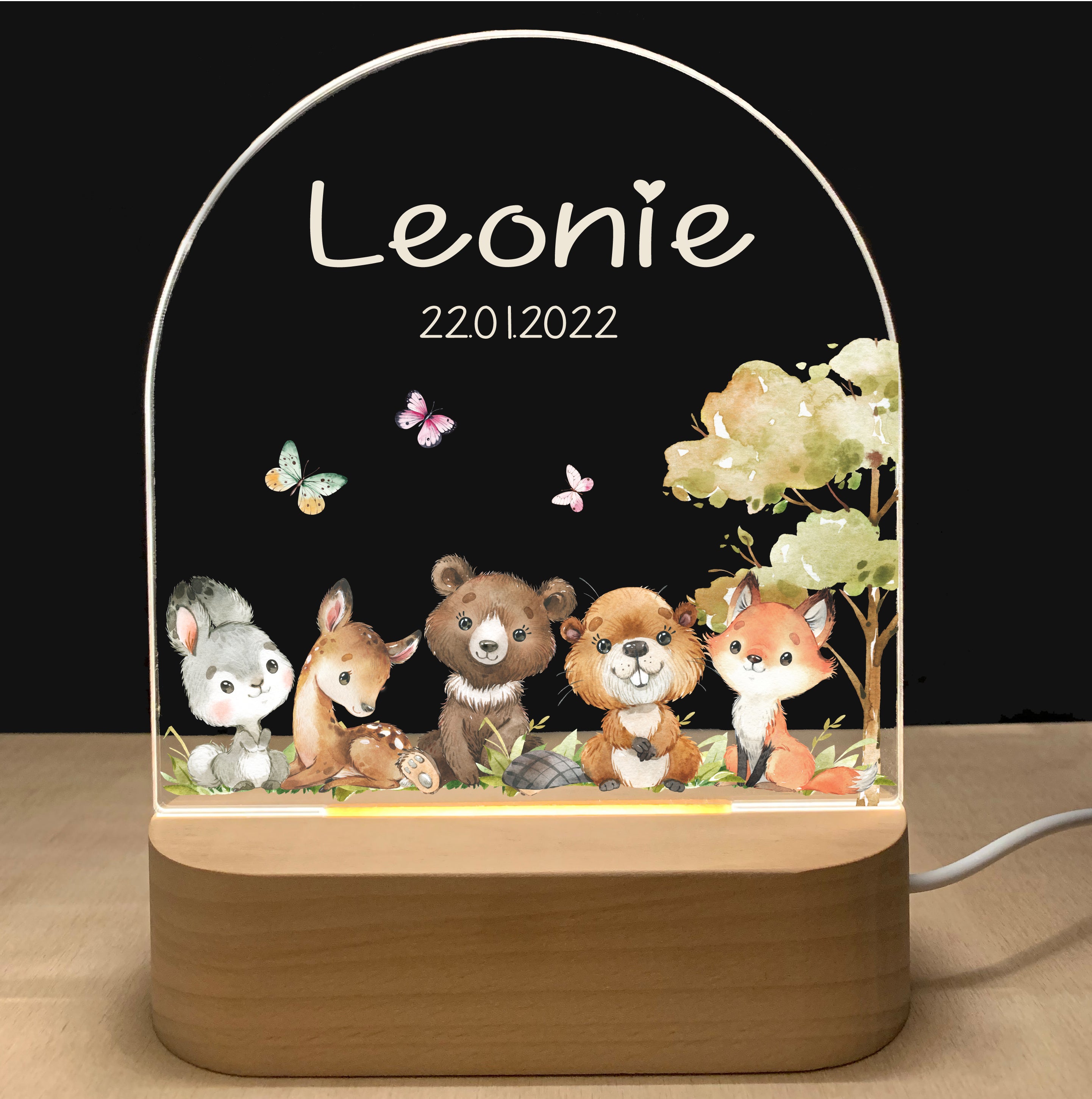 Personalisiertes Baby-Nachtlicht Mit Namen – UV-Druck, Mehrfarbiges Licht