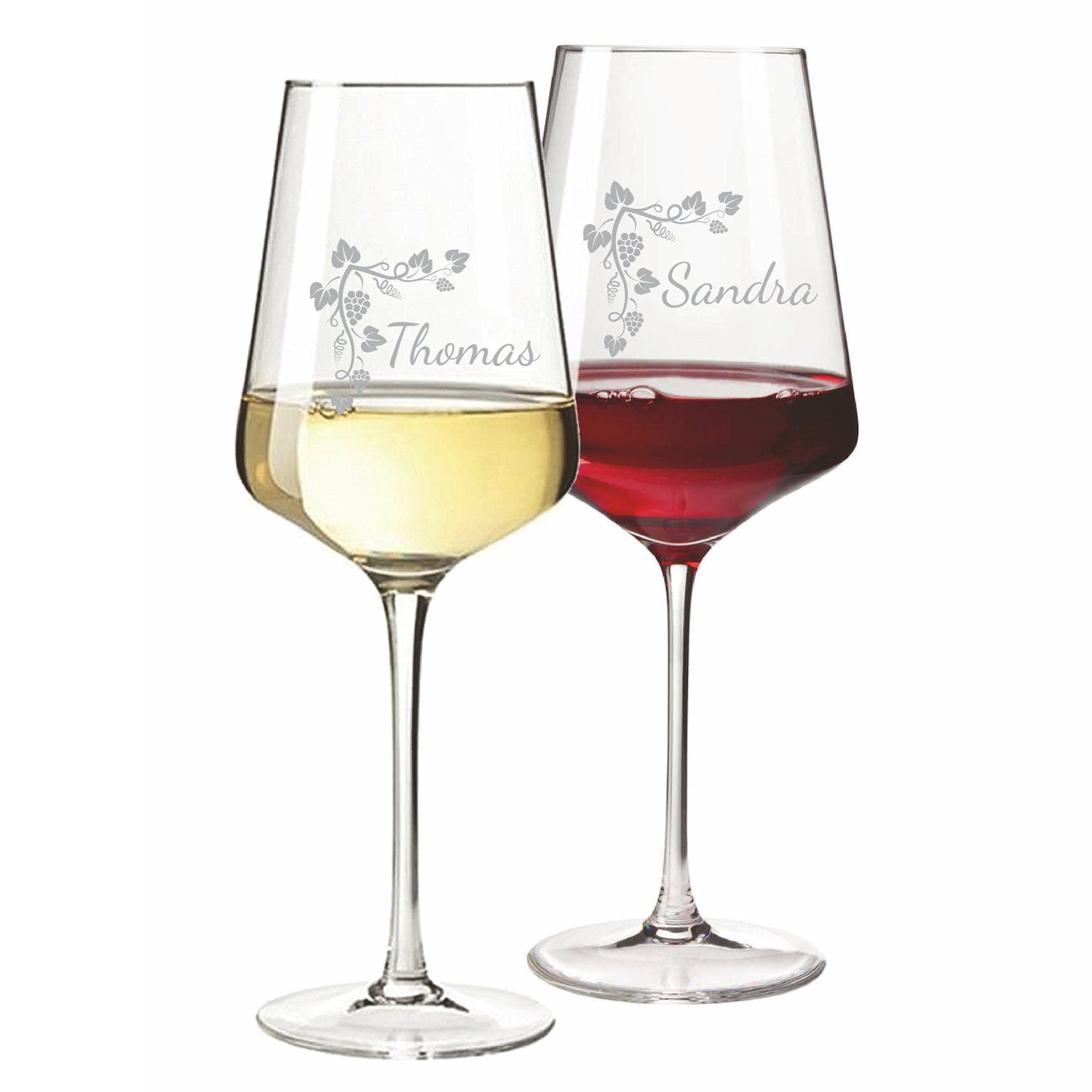 2 Leonardo Puccini Weingläser mit Gravur Weinranke