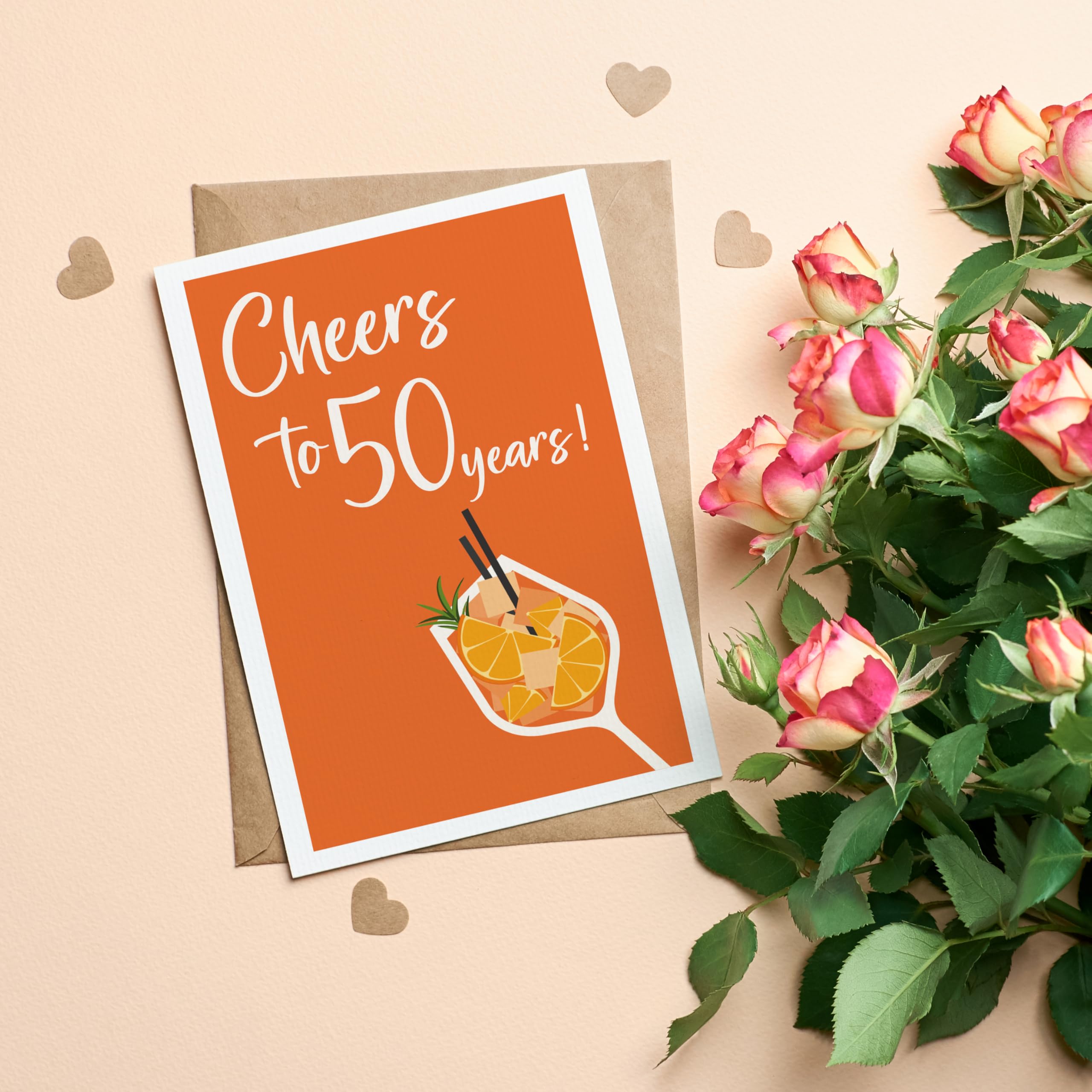 Grusskarte zum Geburtstag Cheers to years mit Umschlag aus Kraftpapier | Grußkarte Karte Billet Geburtstag Holy Aperoli Happy Birthday Mann Frau Drink Aperol orange (KT_062)