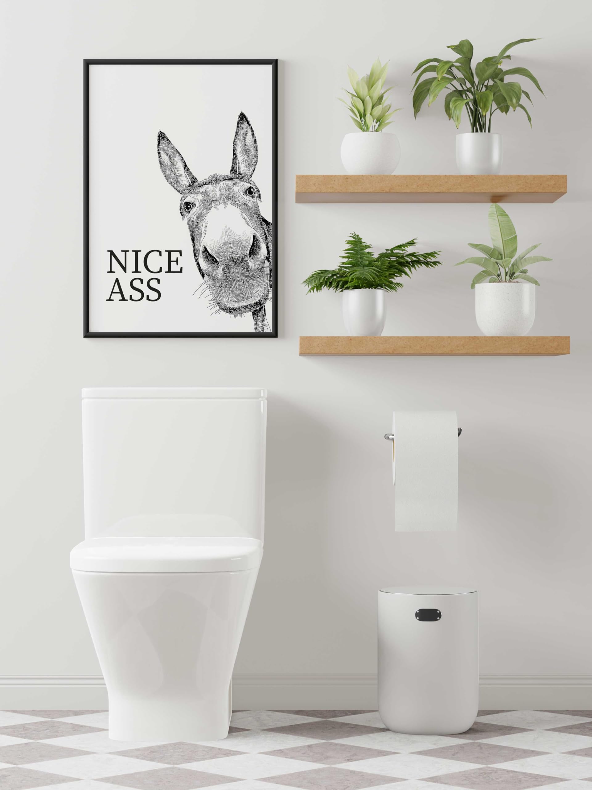 FORYOU24 Badezimmer Deko Bilder | hochwertiger Kunstdruck | schwarz weiß Wandbilder | WC Deko | Premium Druck