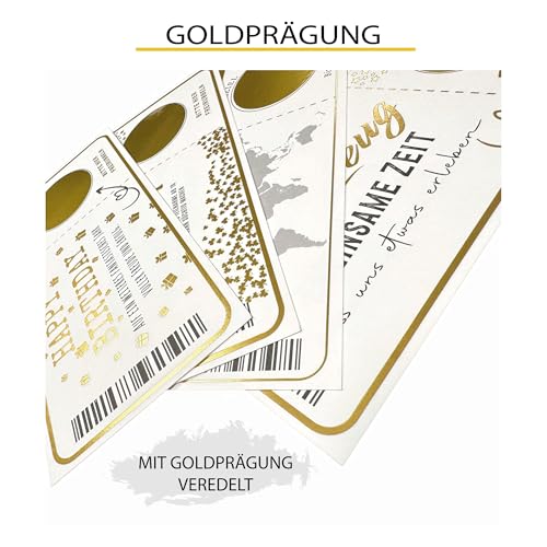 Ticket Geburtstag mit Rubbelaufkleber - Rubbelkarte zum beschriften Einzigartige Geschenk Verpackung - Geburtstags Karte als Gutschein oder Geschenkidee zum freirubbeln REISE
