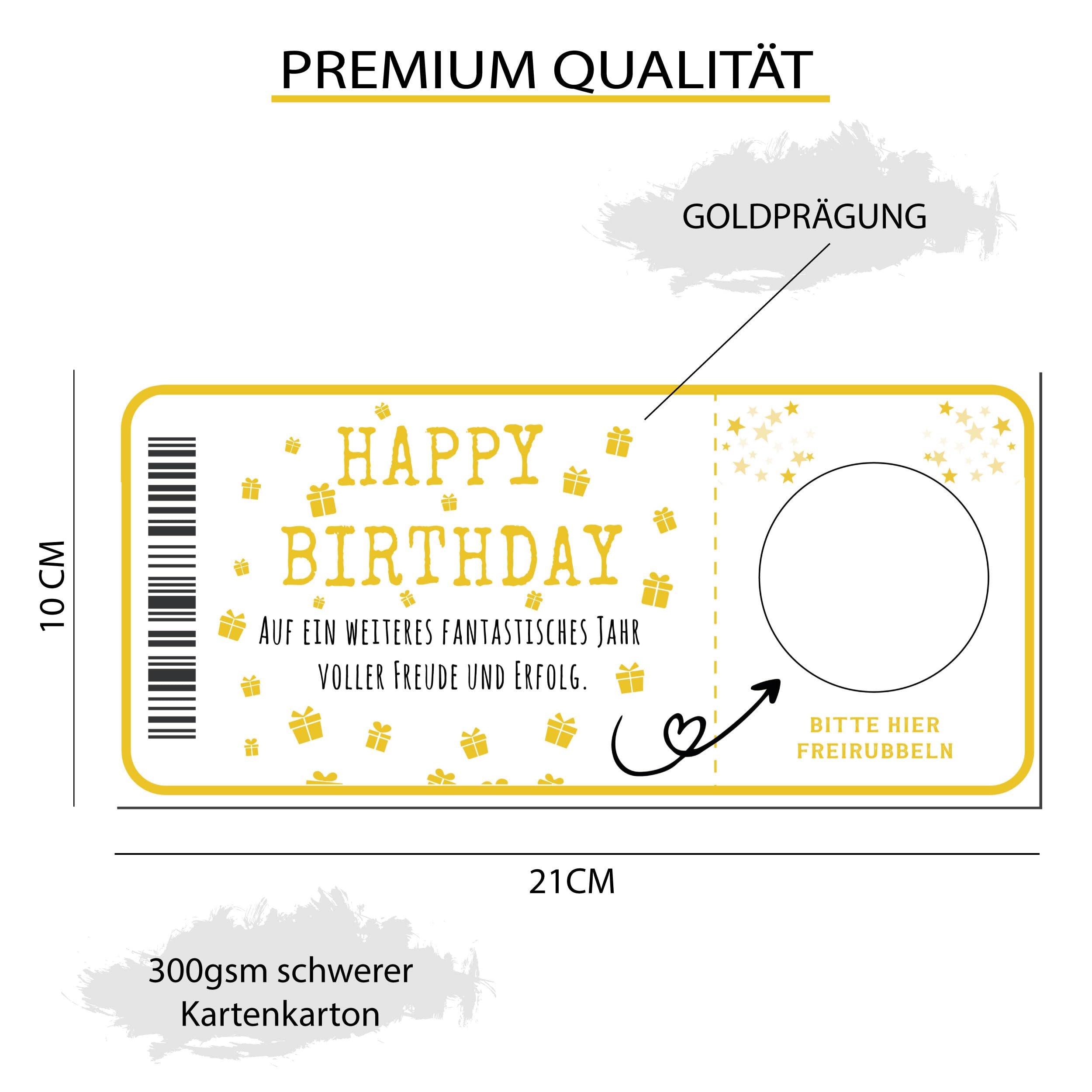 Ticket Geburtstag mit Rubbelaufkleber - Rubbelkarte zum beschriften Einzigartige Geschenk Verpackung - Geburtstags Karte als Gutschein oder Geschenkidee zum freirubbeln REISE