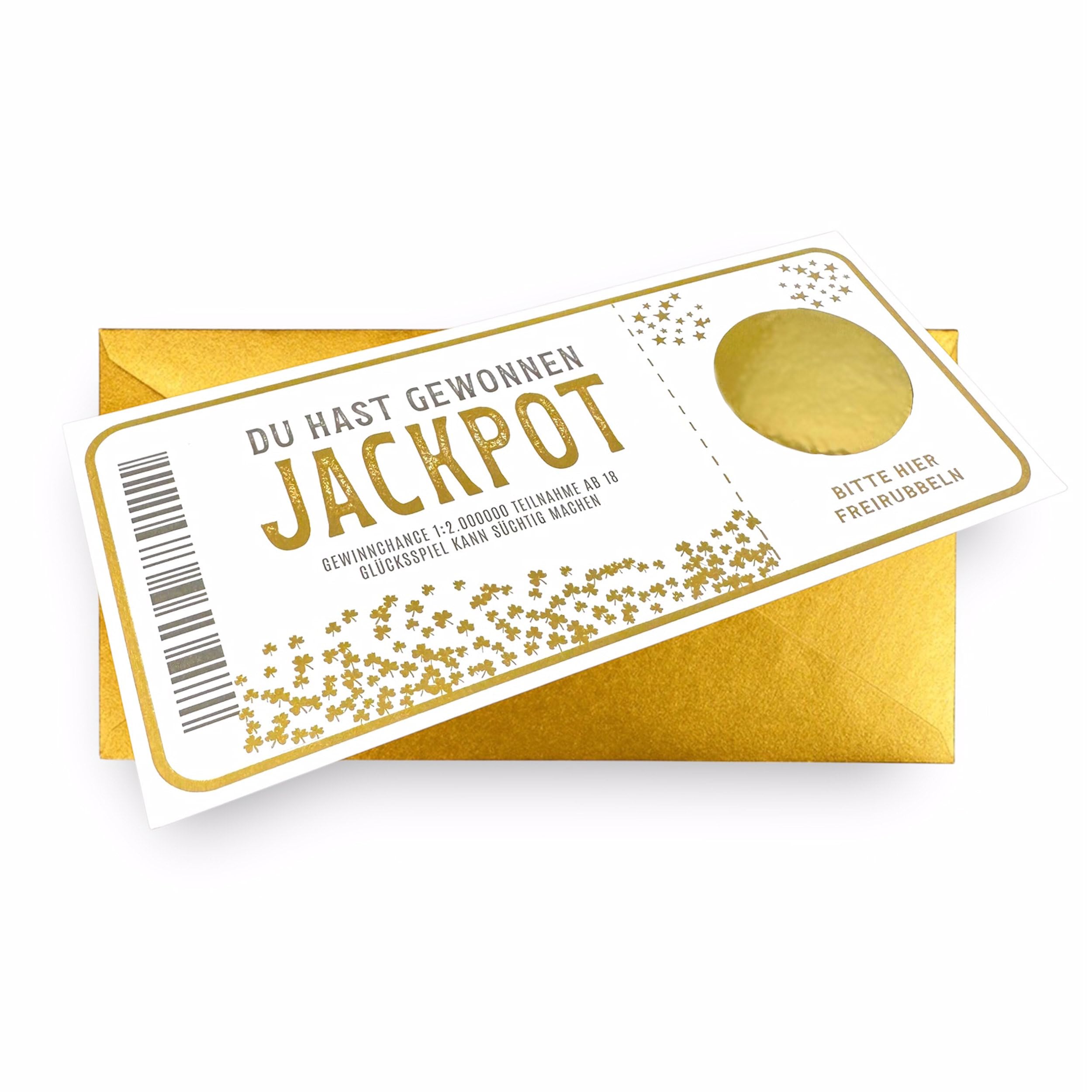 Ticket Geburtstag mit Rubbelaufkleber - Rubbelkarte zum beschriften Einzigartige Geschenk Verpackung - Geburtstags Karte als Gutschein oder Geschenkidee zum freirubbeln JACKPOT