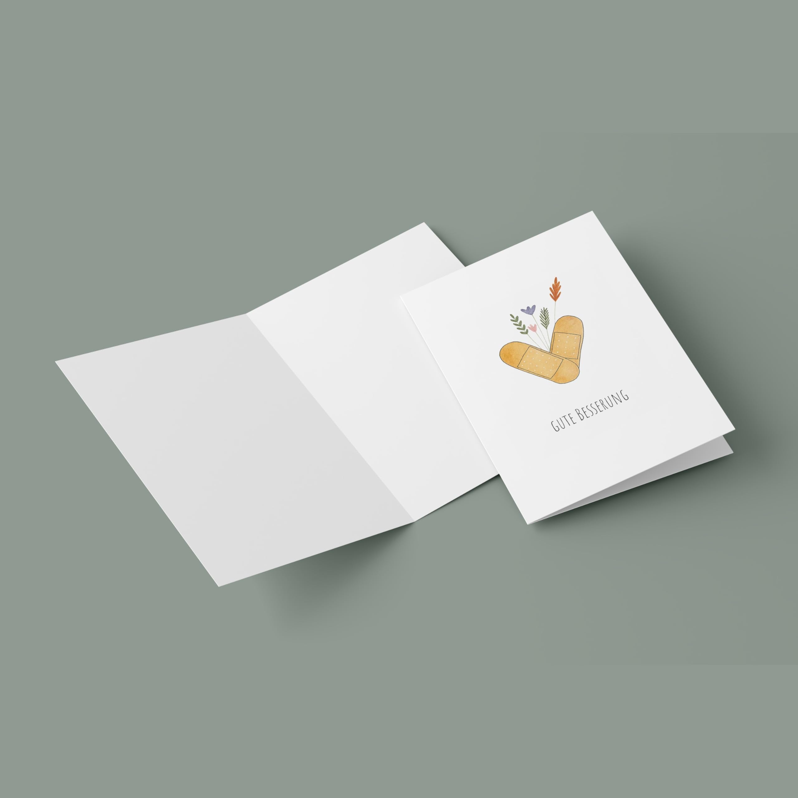 Grusskarte Gute Besserung Karte Plaster - Genesungkarte Gesundheit Besserungswünsche Klappkarte (KT_164)