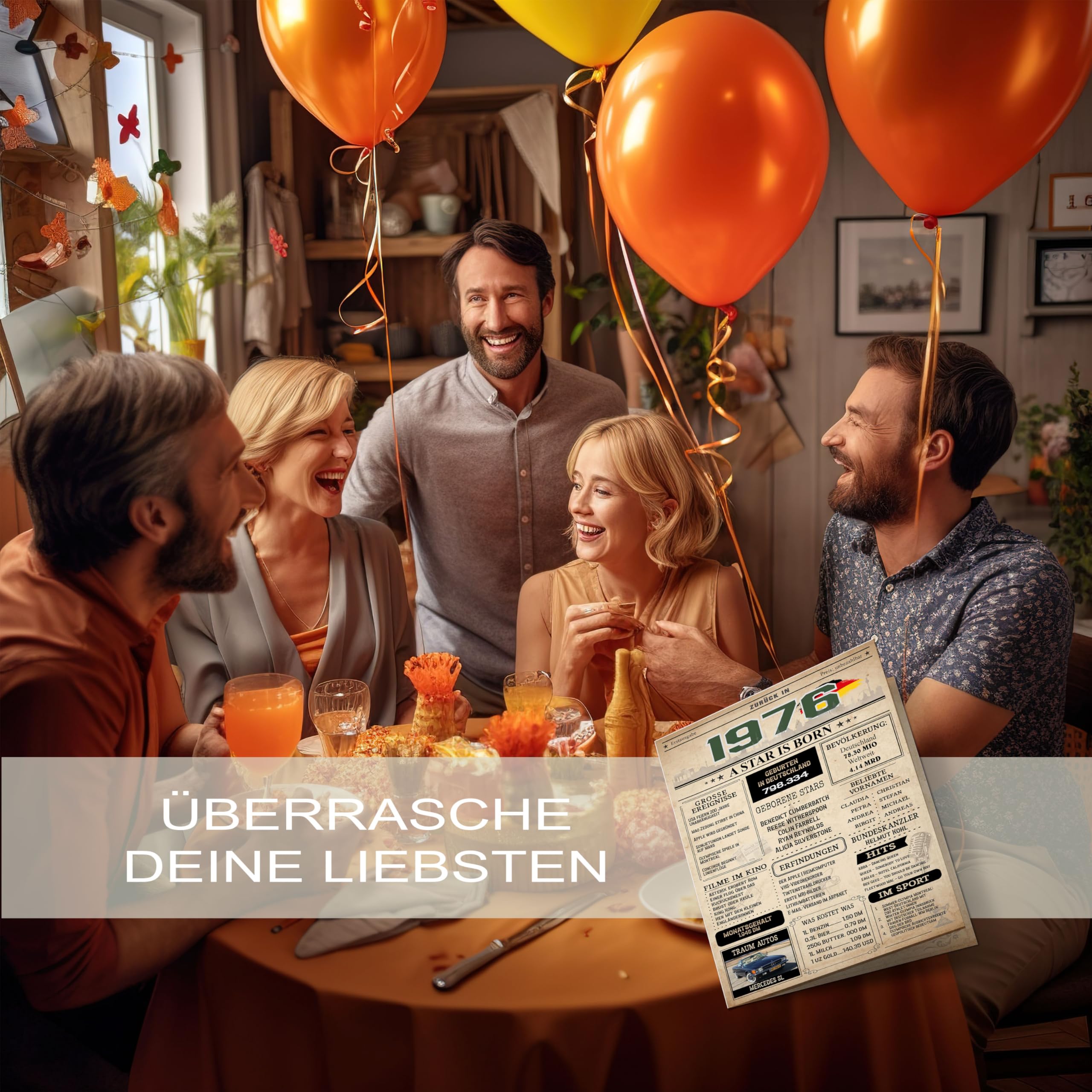 Geburtstagskarte 50. Geburtstag: Zeitung 1976 (Mann & Frau)