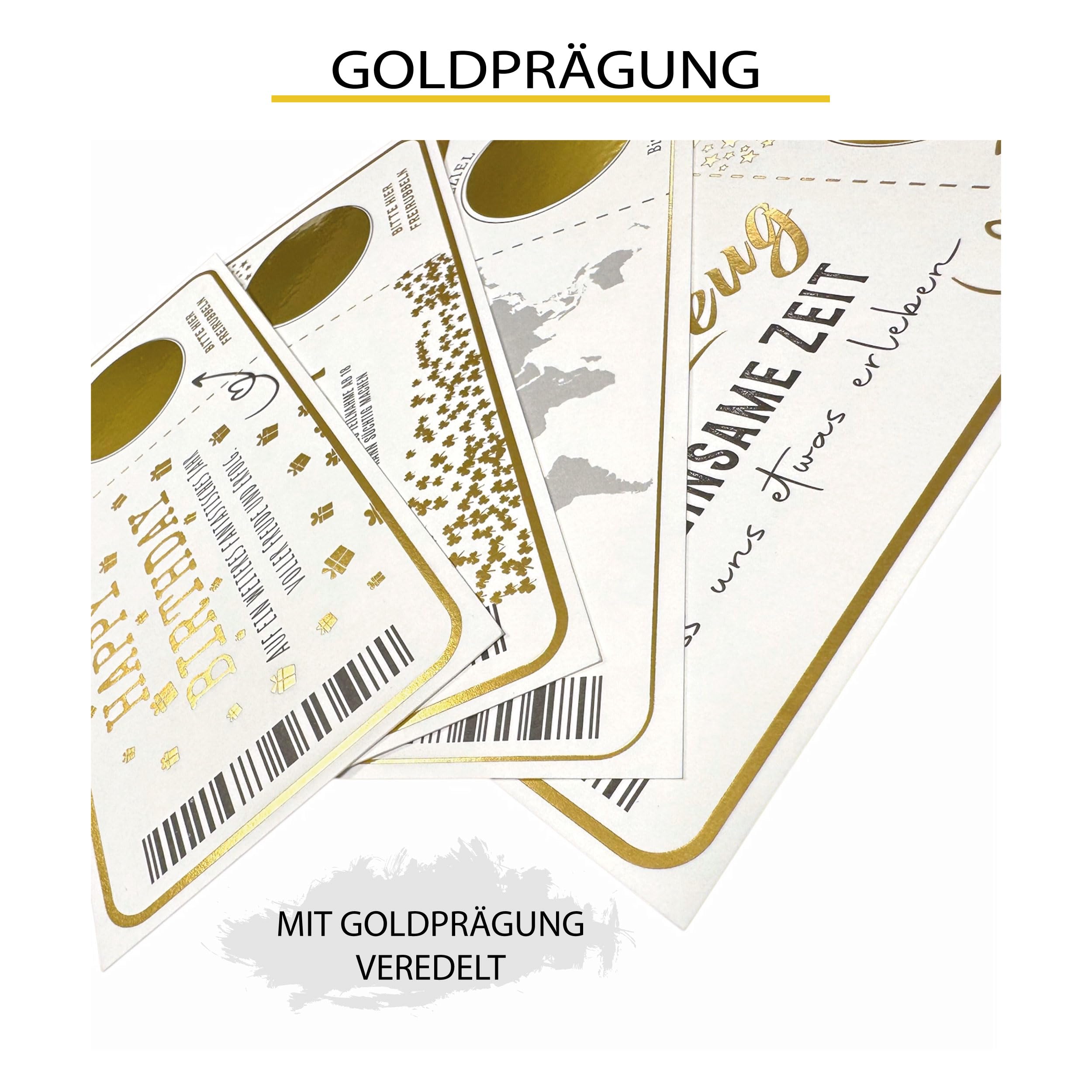 Ticket Geburtstag mit Rubbelaufkleber - Rubbelkarte zum beschriften Einzigartige Geschenk Verpackung - Geburtstags Karte als Gutschein oder Geschenkidee zum freirubbeln REISE
