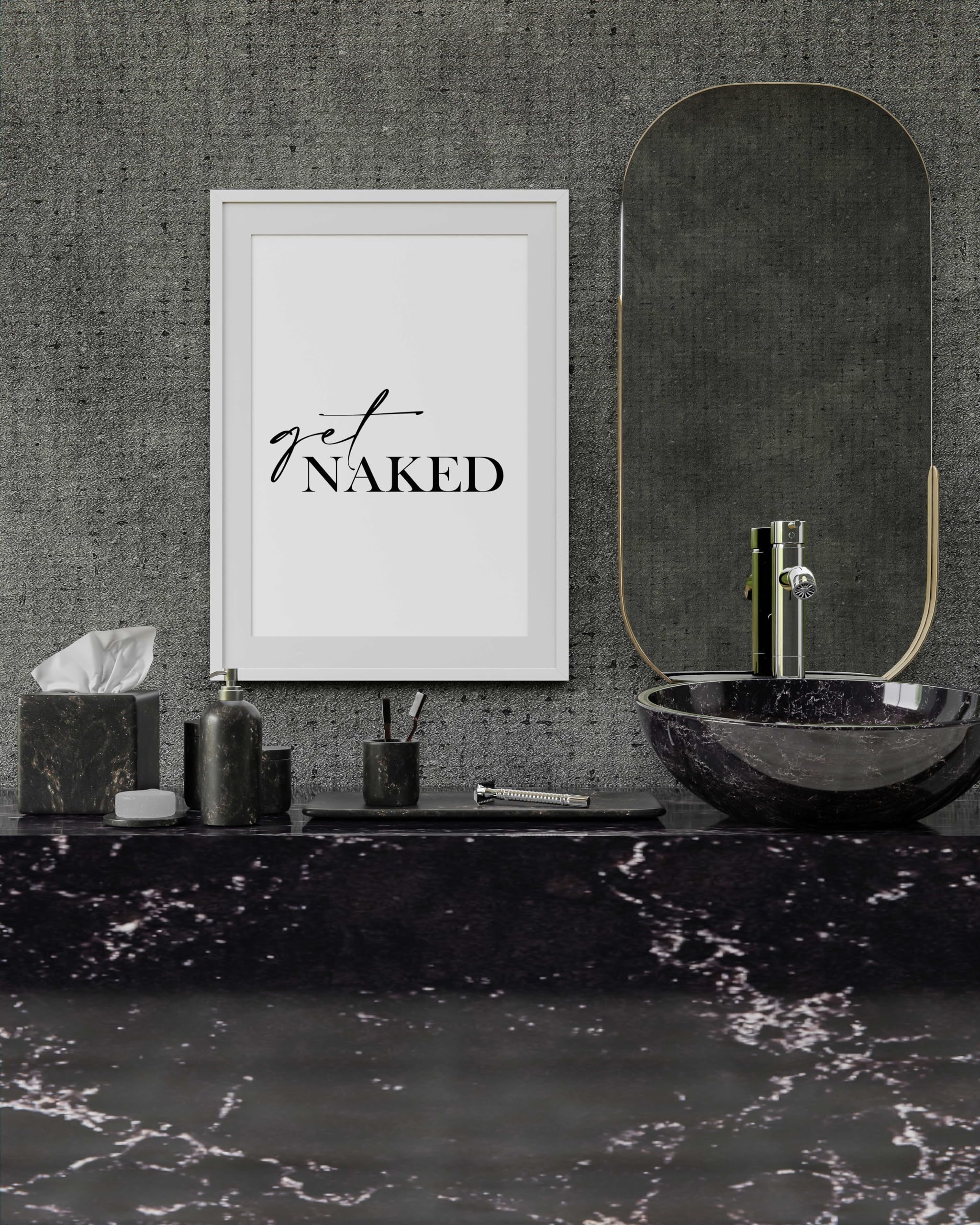 FORYOU24 Badezimmer Deko Bilder | hochwertiger Kunstdruck | schwarz weiß Wandbilder | WC Deko | Premium Druck