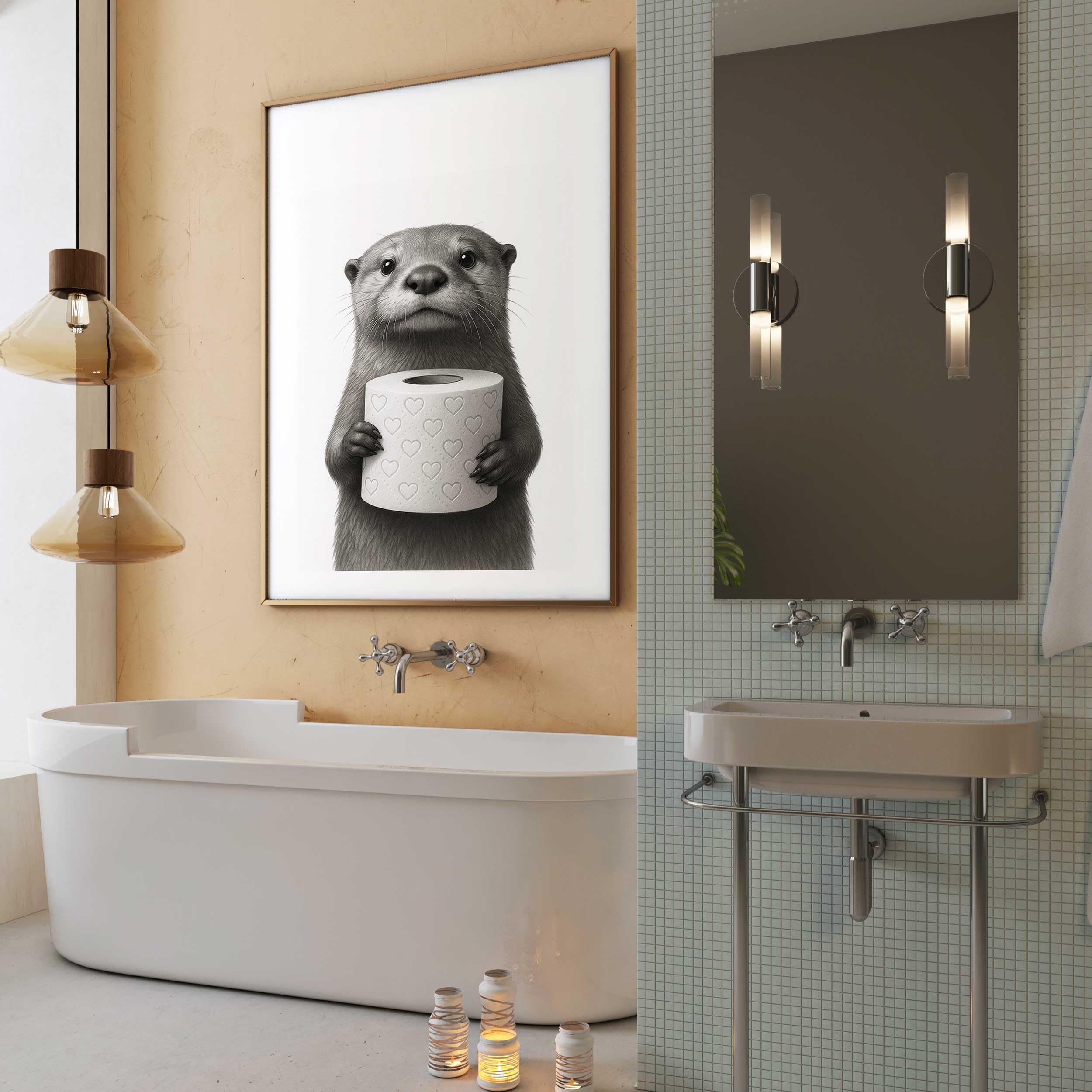 FORYOU24 Badezimmer Deko Bilder | hochwertiger Kunstdruck | schwarz weiß Wandbilder | WC Deko | Premium Druck