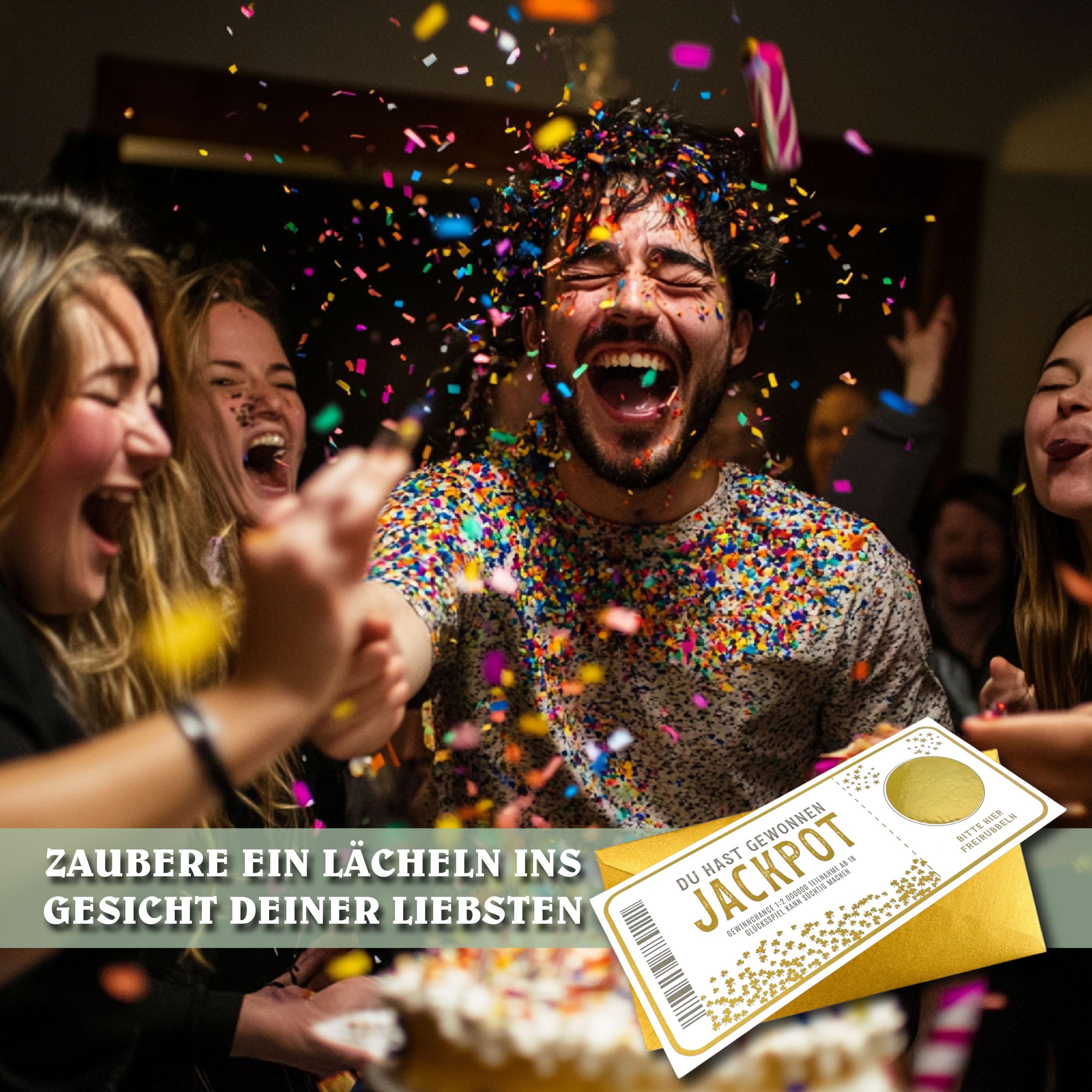 Ticket Geburtstag mit Rubbelaufkleber - Rubbelkarte zum beschriften Einzigartige Geschenk Verpackung - Geburtstags Karte als Gutschein oder Geschenkidee zum freirubbeln JACKPOT