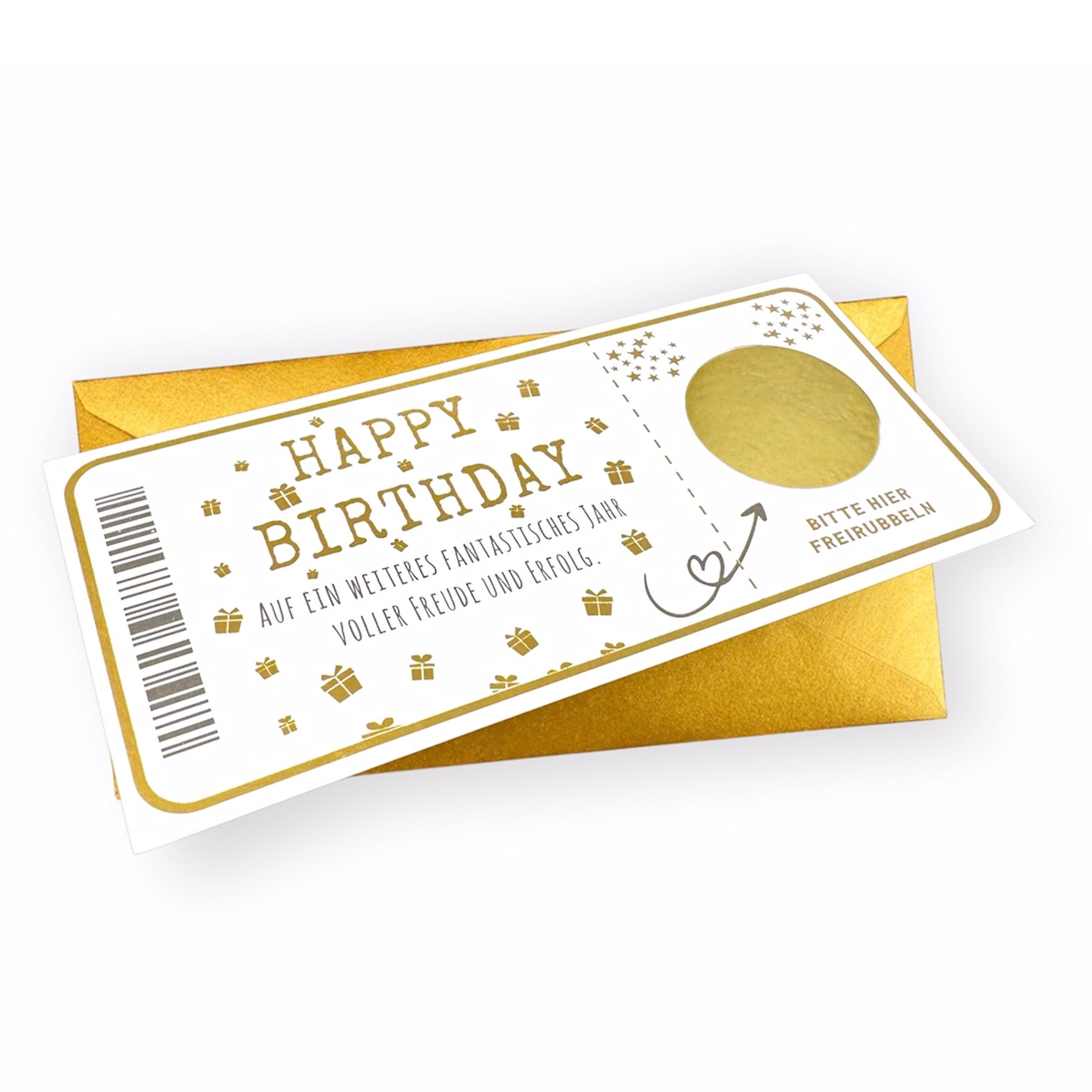 Ticket Geburtstag mit Rubbelaufkleber - Rubbelkarte zum beschriften Einzigartige Geschenk Verpackung - Geburtstags Karte als Gutschein oder Geschenkidee zum freirubbeln REISE