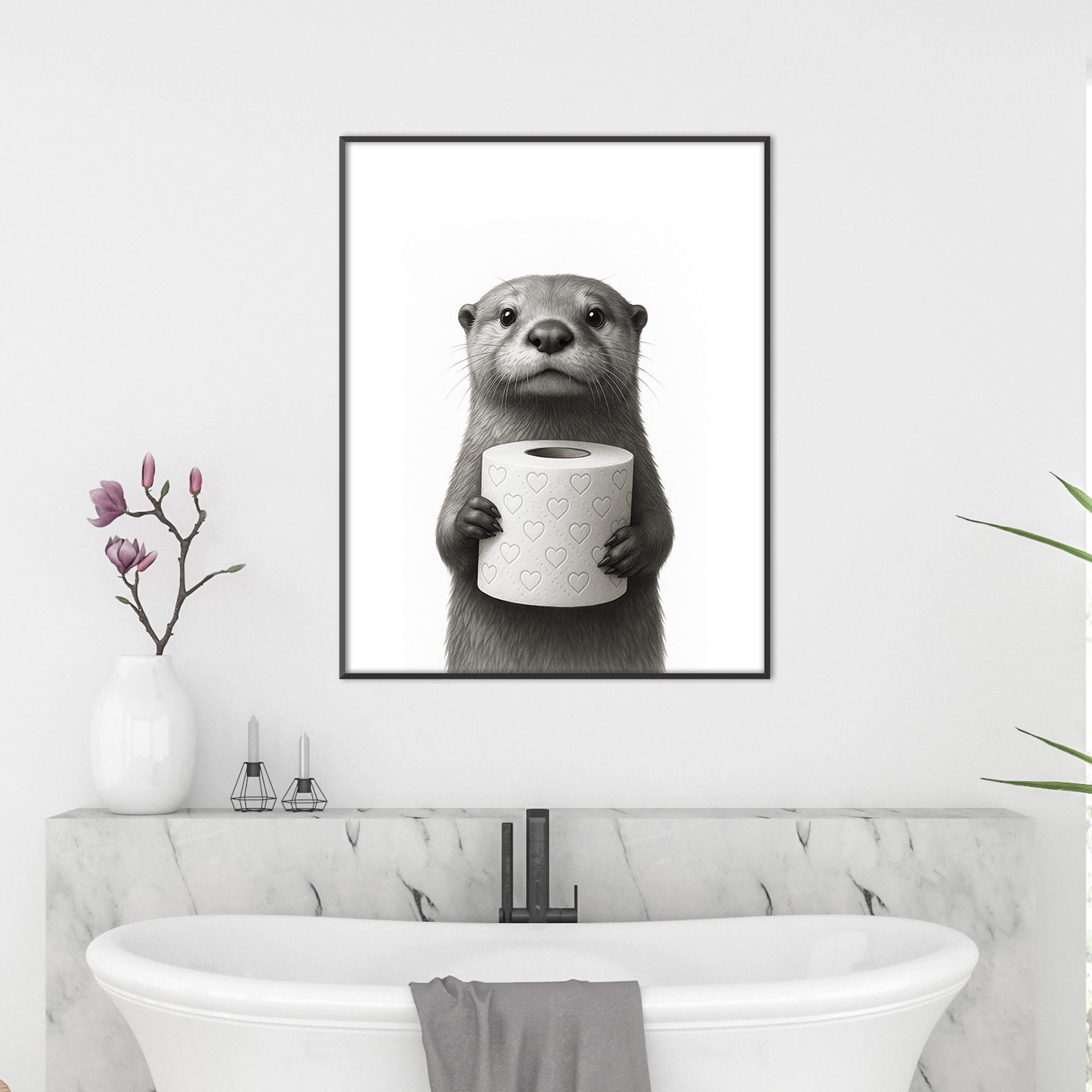 FORYOU24 Badezimmer Deko Bilder | hochwertiger Kunstdruck | schwarz weiß Wandbilder | WC Deko | Premium Druck