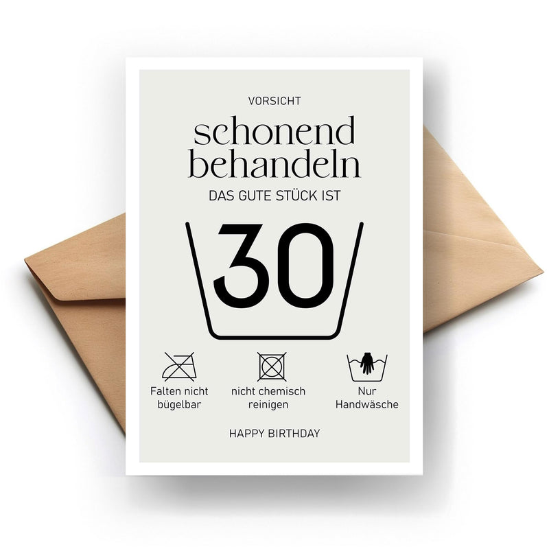 FORYOU24 | Premium Geburtstagskarte 30. Geburtstag Karte - Schonend Behandeln - Grußkarte mit Umschlag A6 zum 30. Geburtstag Männer Frauen (KT_105)