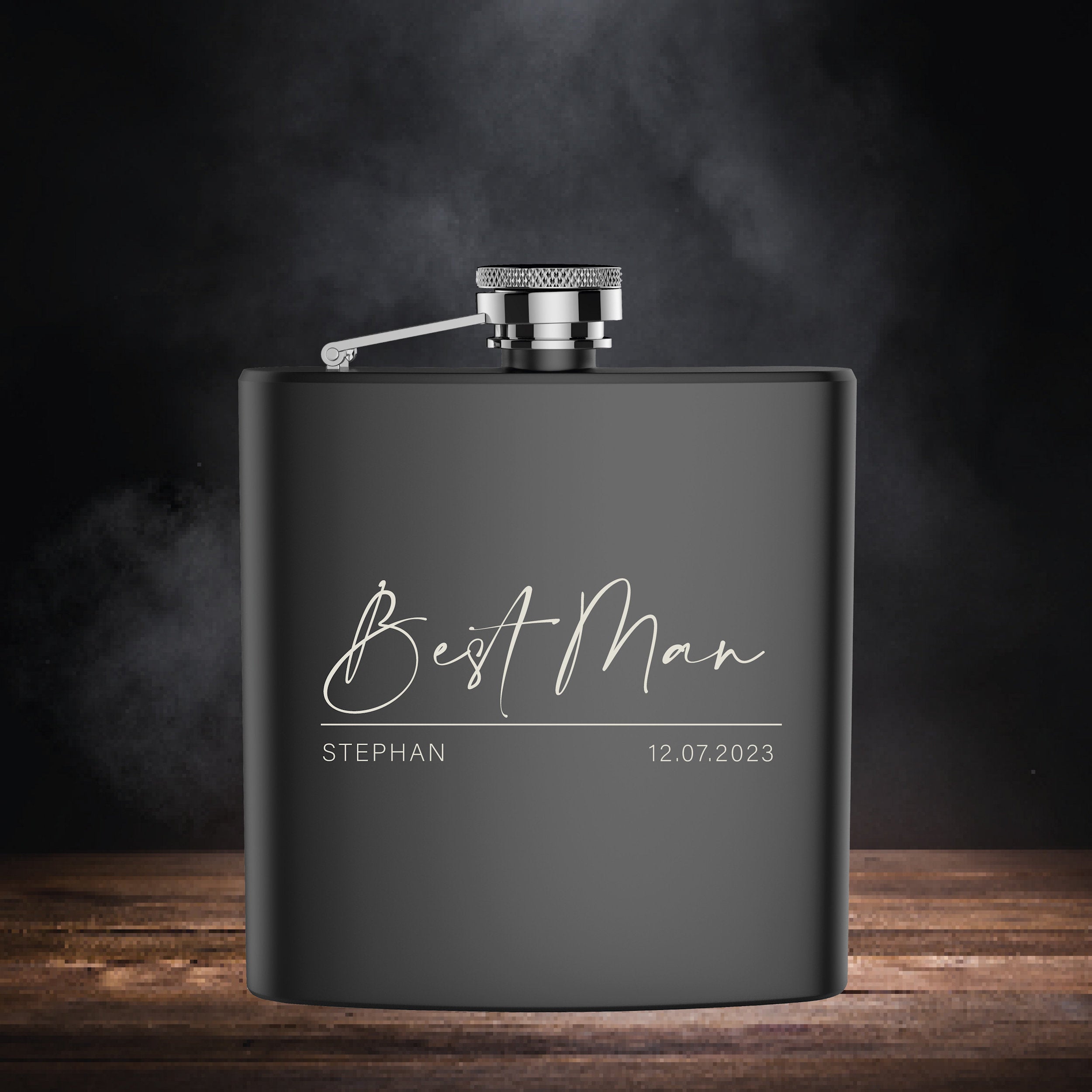 Edelstahl Flachmann mit Gravur personalisiert Best Man