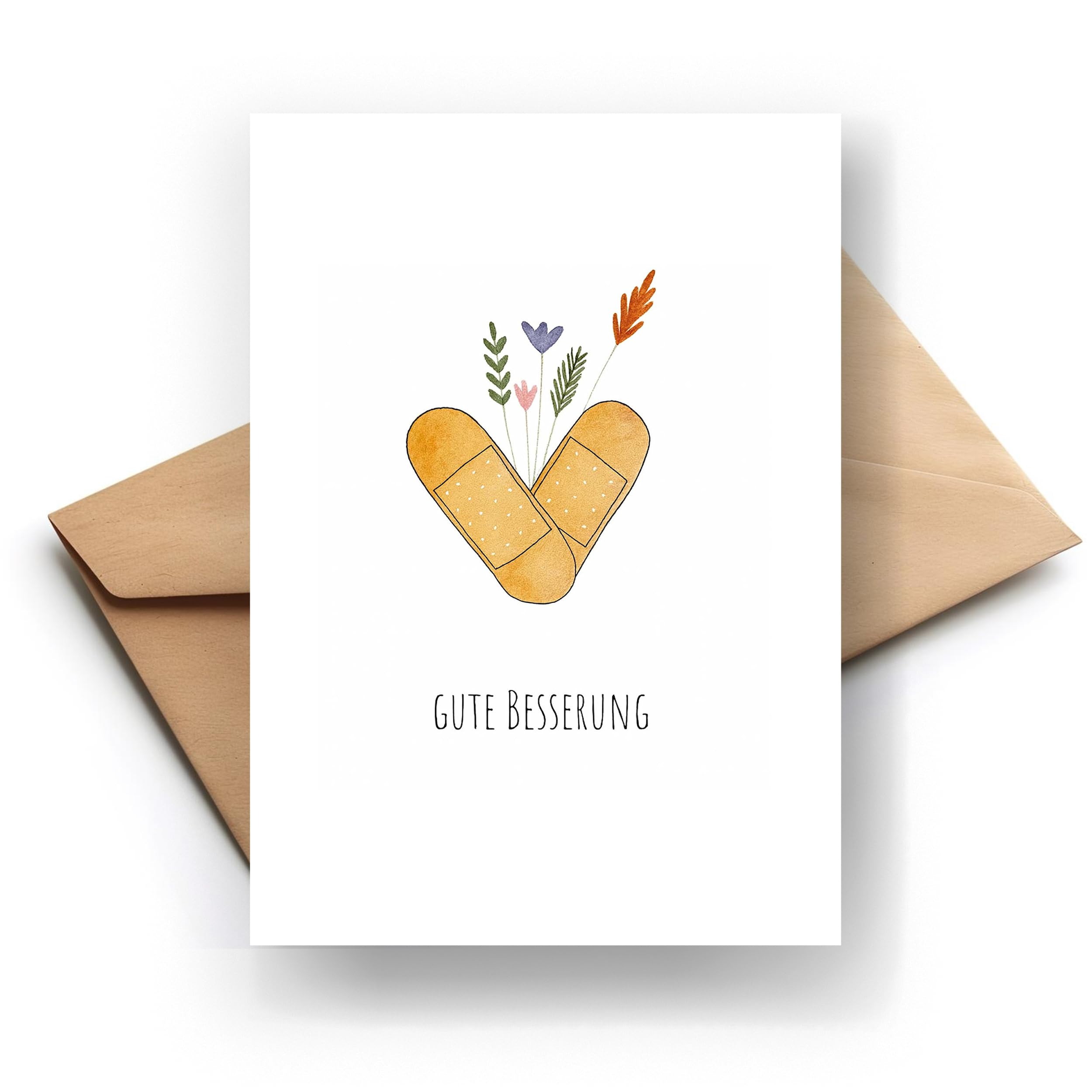Grusskarte Gute Besserung Karte Plaster - Genesungkarte Gesundheit Besserungswünsche Klappkarte (KT_164)