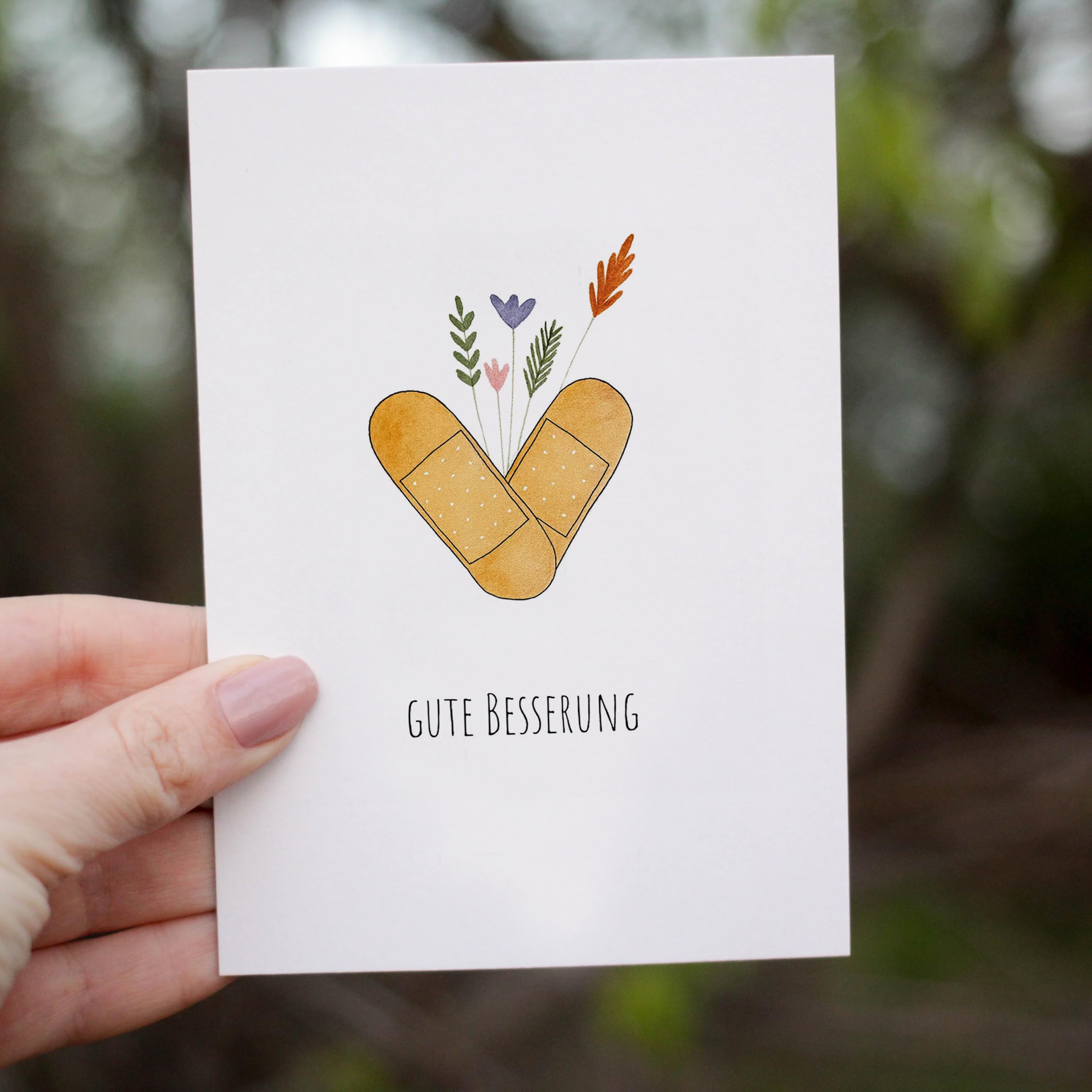 Grusskarte Gute Besserung Karte Plaster - Genesungkarte Gesundheit Besserungswünsche Klappkarte (KT_164)
