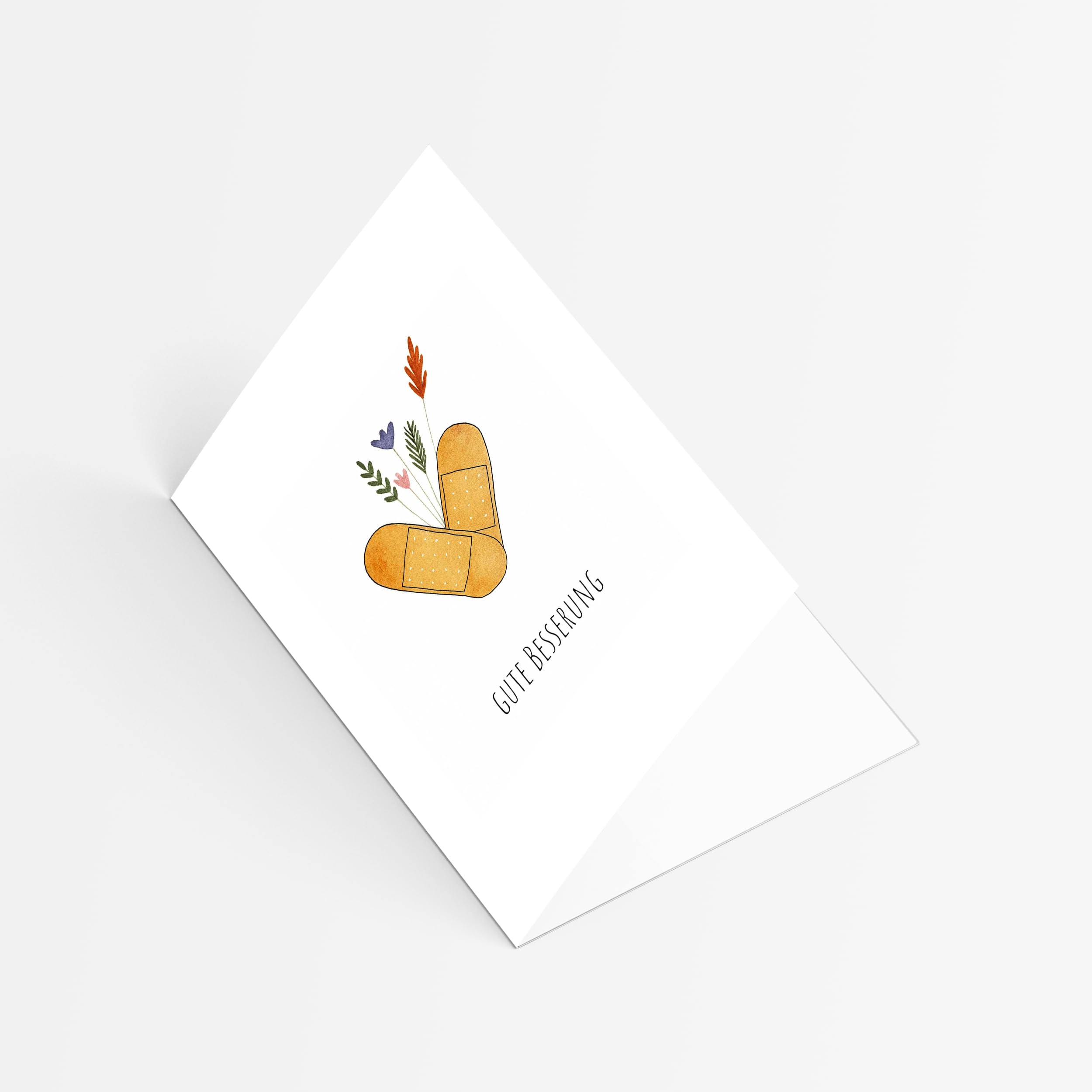Grusskarte Gute Besserung Karte Plaster - Genesungkarte Gesundheit Besserungswünsche Klappkarte (KT_164)