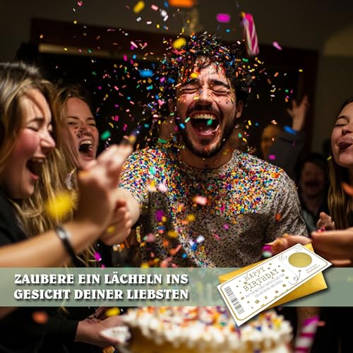 Ticket Geburtstag mit Rubbelaufkleber - Rubbelkarte zum beschriften Einzigartige Geschenk Verpackung - Geburtstags Karte als Gutschein oder Geschenkidee Happy Birthday