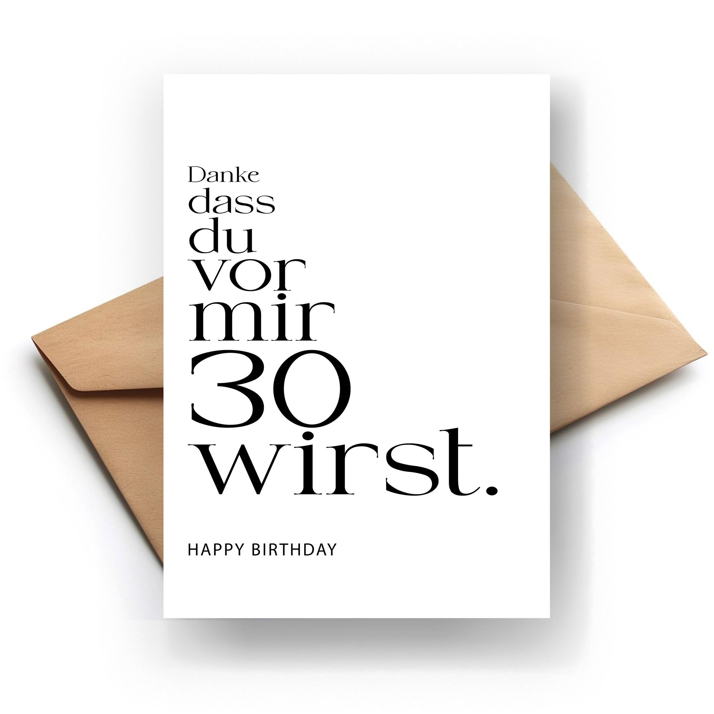 FORYOU24 | Premium Klappkarte zum 30. Geburtstag - Danke dass - Grußkarte mit Umschlag A6 zum 30. Geburtstag Männer Frauen