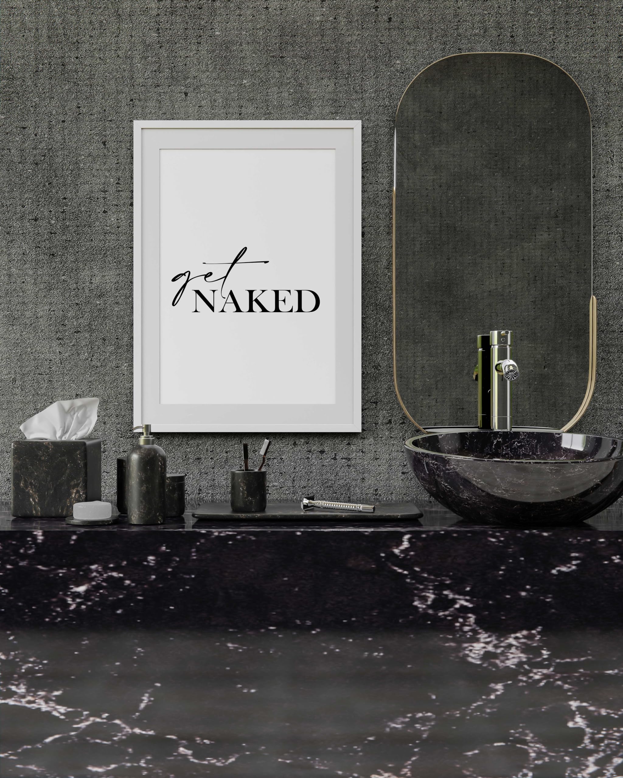 FORYOU24 Badezimmer Deko Bilder | hochwertiger Kunstdruck | schwarz weiß Wandbilder | WC Deko | Premium Druck