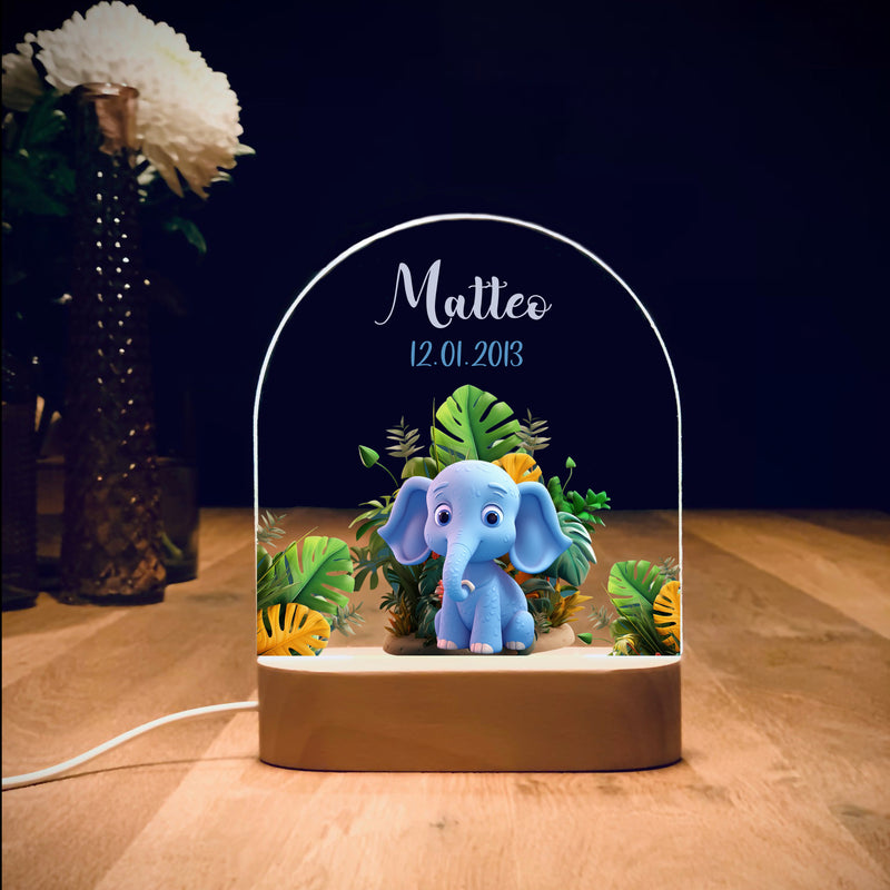 Personalisiertes Nachtlicht Motiv Dschungel Elefant