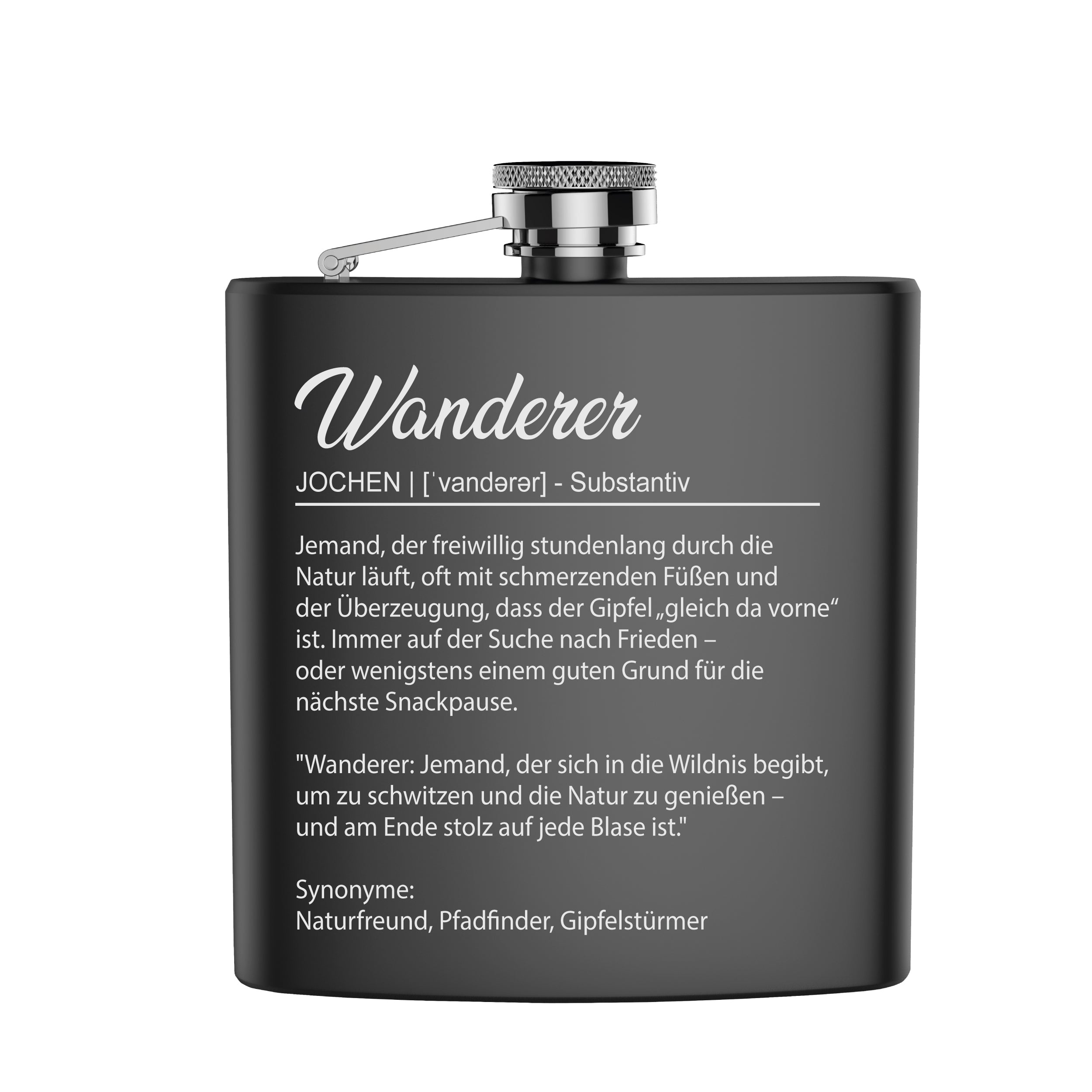 Edelstahl Flachmann mit Gravur personalisiert Definition Wanderer