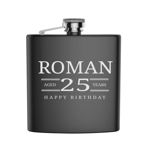 Edelstahl Flachmann mit Gravur personalisiert Happy Birthday