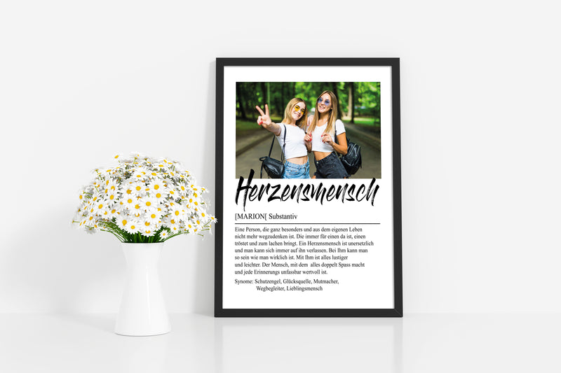 Beste Freundin Geschenk Poster Herzensmensch | Personalisierbares Bild mit Foto und Name Freundschaft - foryou24.de
