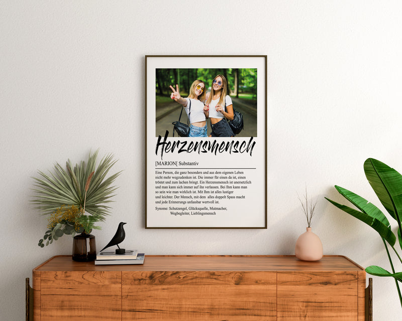 Beste Freundin Geschenk Herzensmensch | Personalisierbares Bild mit Foto und Name Freundschaft