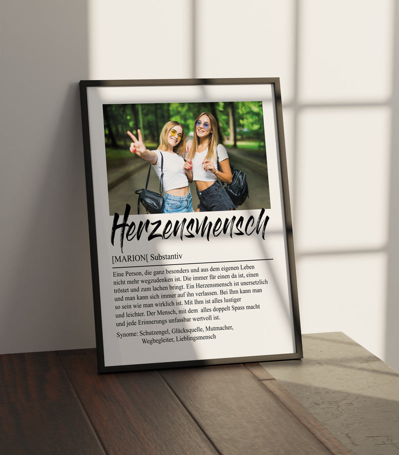 Beste Freundin Geschenk Poster Herzensmensch | Personalisierbares Bild mit Foto und Name Freundschaft - foryou24.de