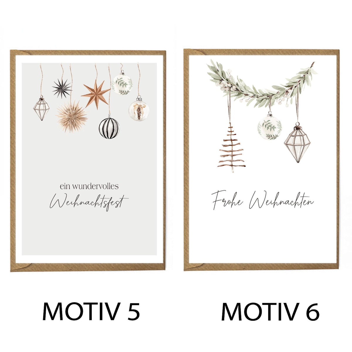 Premium Weihnachtskarten 10er Set mit Umschlägen - hochwertige Postkarten zu Weihnachten - Grußkarten in Premium Qualität auch einzeln