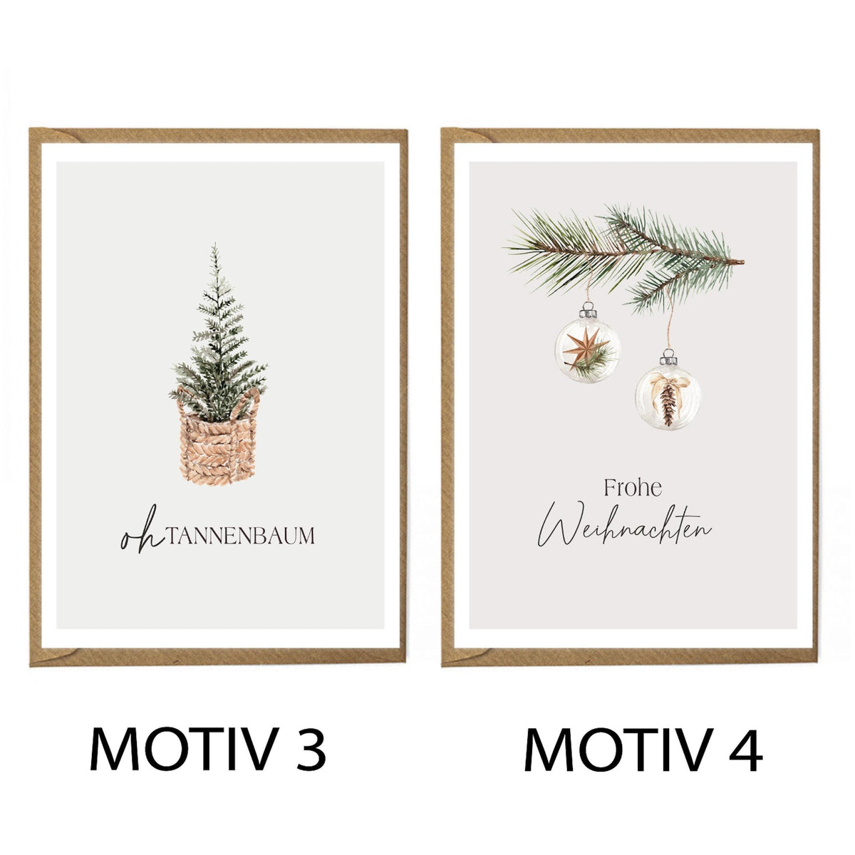 Premium Weihnachtskarten 10er Set mit Umschlägen - hochwertige Postkarten zu Weihnachten - Grußkarten in Premium Qualität auch einzeln