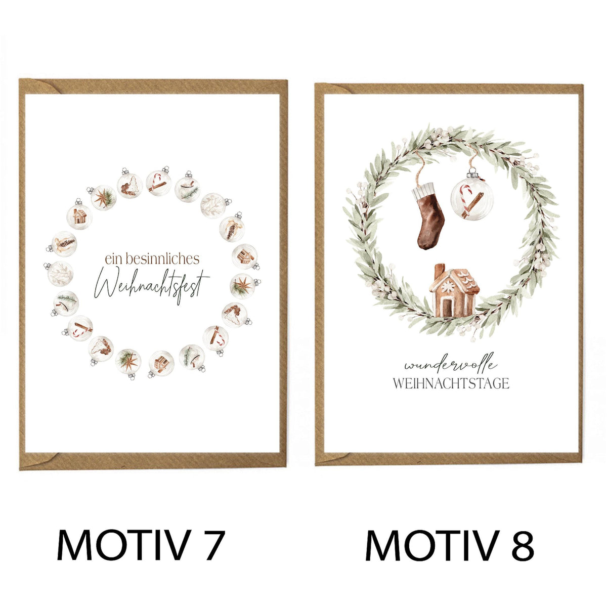 Premium Weihnachtskarten 10er Set mit Umschlägen - hochwertige Postkarten zu Weihnachten - Grußkarten in Premium Qualität auch einzeln