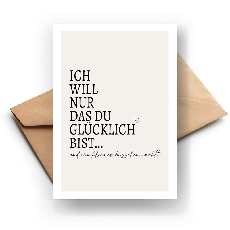 Grusskarte Valentinstag ein bisschen nackt Geschenk Karte Valentinskarte mit Umschlag Liebe