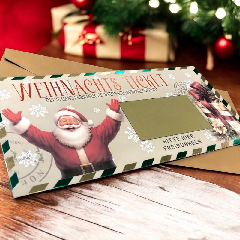 Geschenk Weihnachten Nikolaus - zum Personalisieren - mit Rubbelsticker - Überraschung - Rubbelkarte zum Beschriften - Weihnachts Gutschein