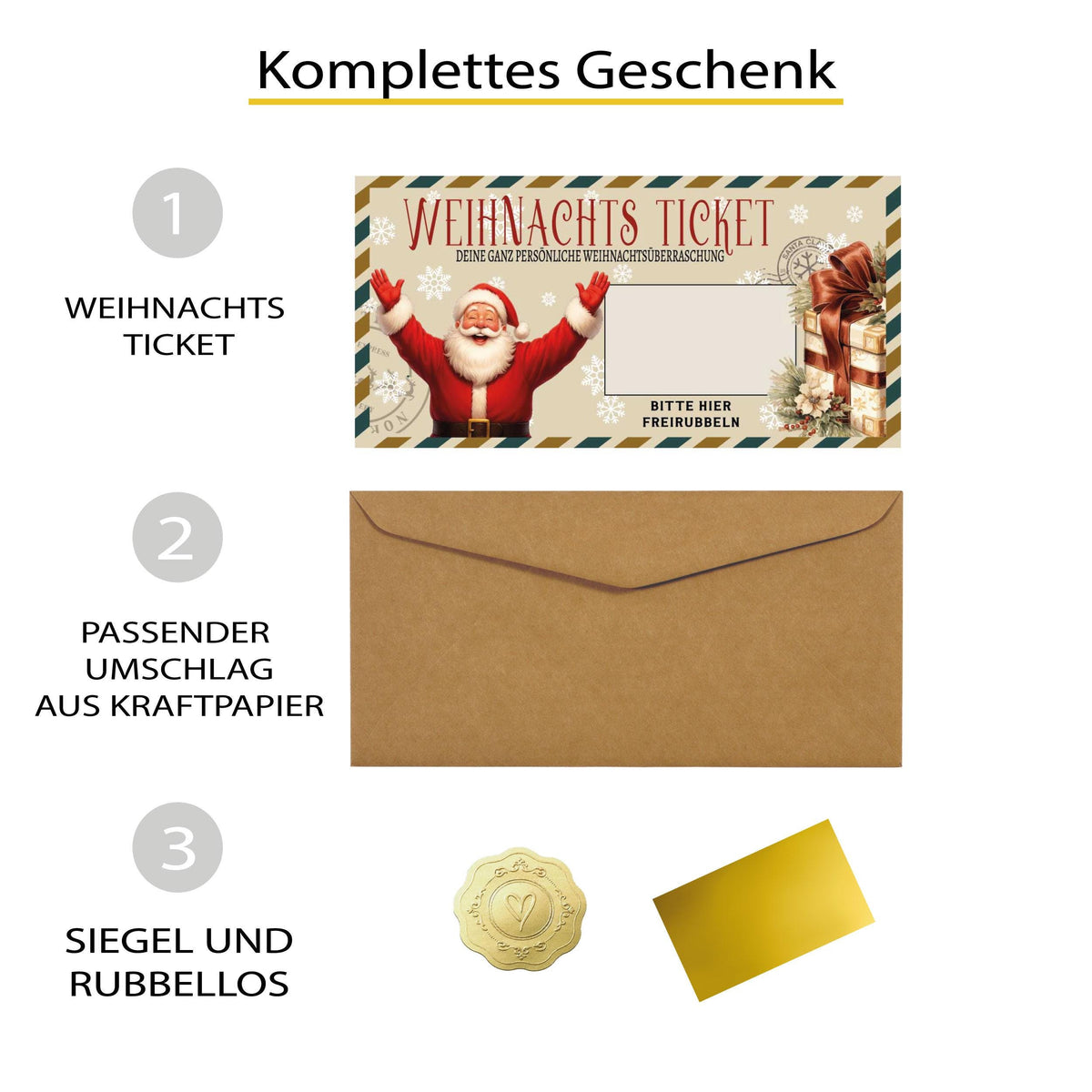Geschenk Weihnachten Nikolaus - zum Personalisieren - mit Rubbelsticker - Überraschung - Rubbelkarte zum Beschriften - Weihnachts Gutschein