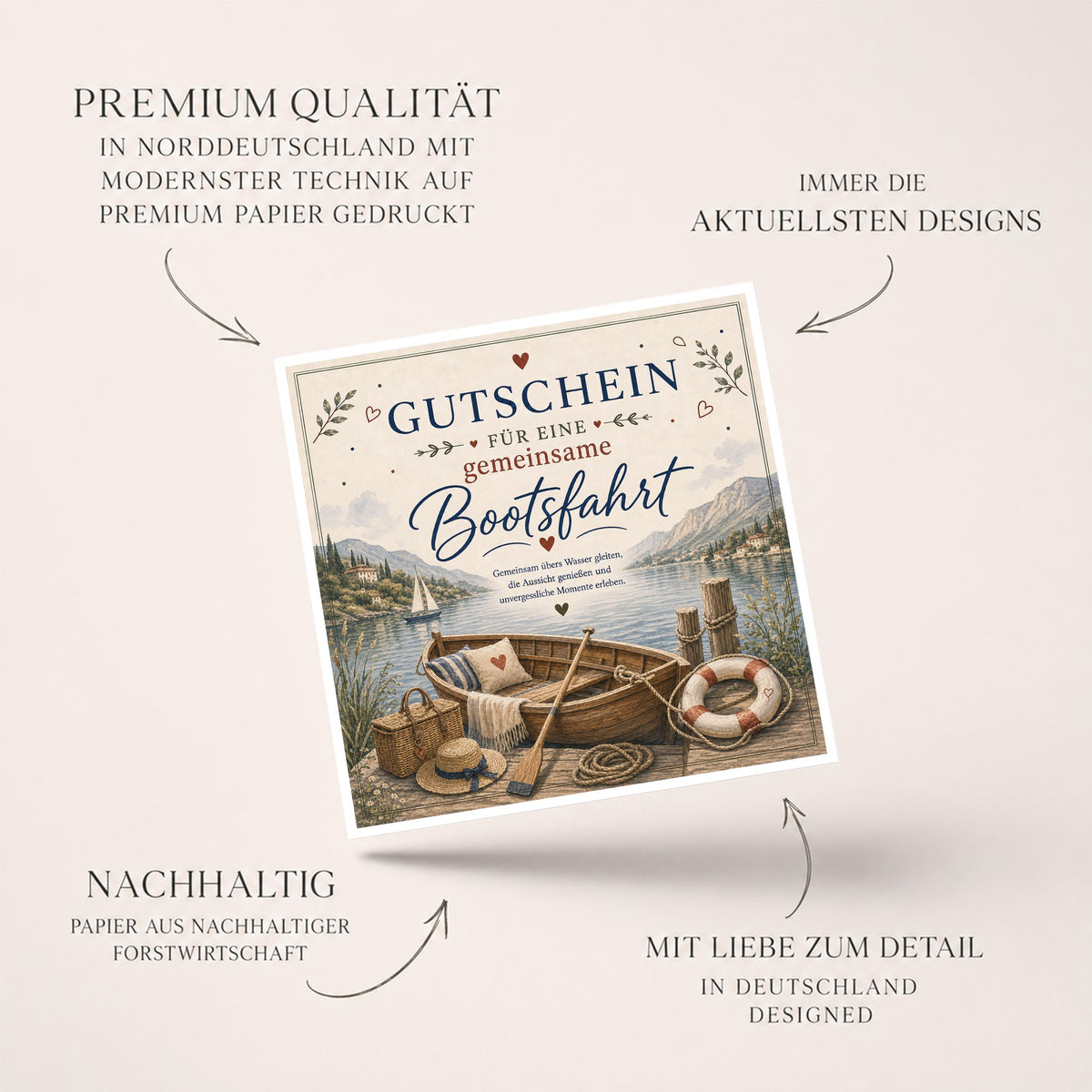 Gutschein Bootsfahrt – Gutscheinkarte für gemeinsame Bootstour