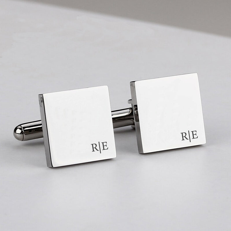 2 Manschettenknöpfe personalisiert mit Gravur eckig Motiv 05