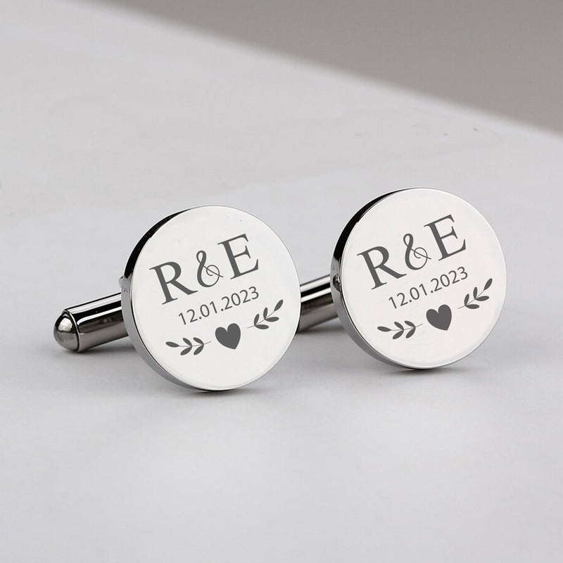 2 Manschettenknöpfe personalisiert mit Gravur rund Motiv 04