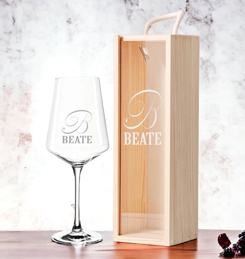 Weinglas mit Gravur personalisiert | Geschenkidee zum Geburtstag - Weihnachten optional mit Holzbox