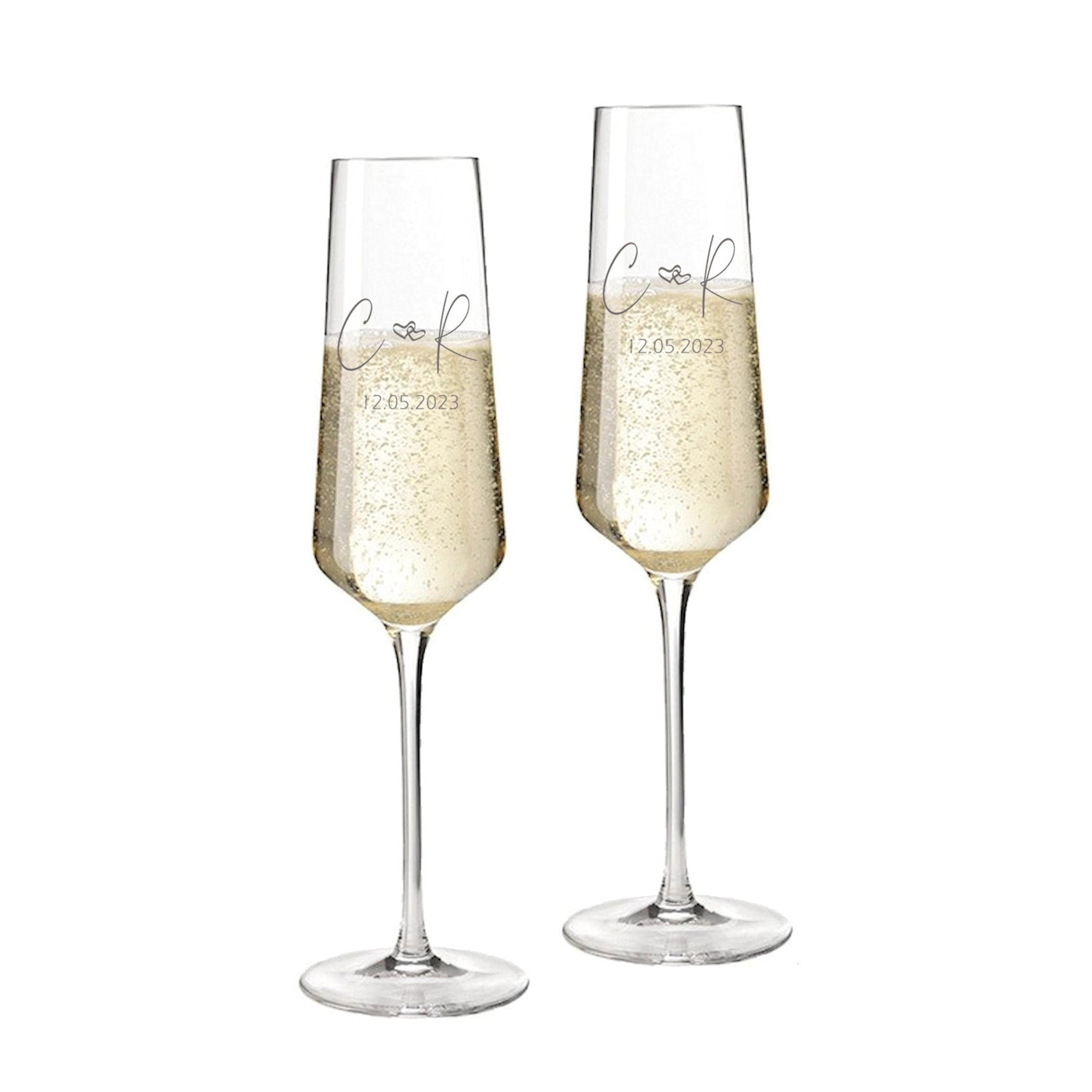 Leonardo Sektgläser Puccini mit Gravur als Geschenk zur Hochzeit - Initialien