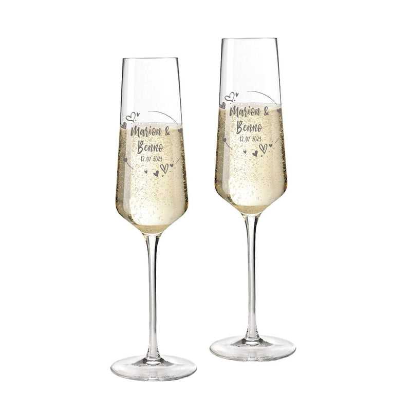 Leonardo Sektgläser Puccini mit Gravur als Geschenk zur Hochzeit - Herzen
