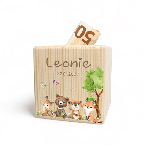 Personalisierte Spardose aus Holz | Friends |