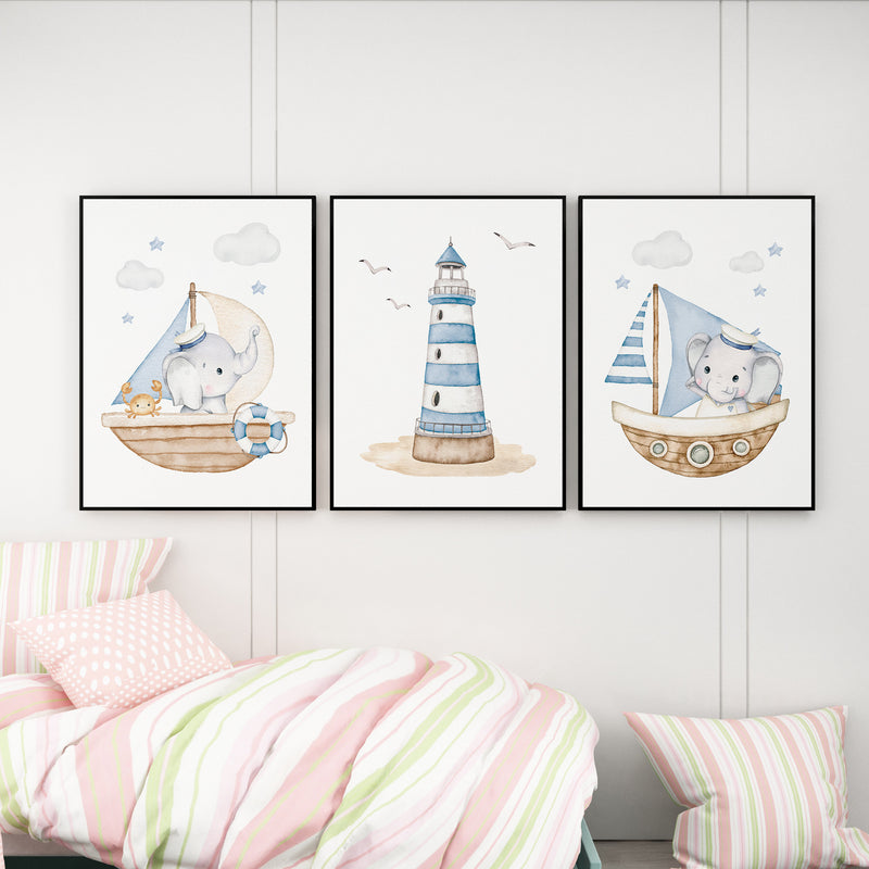 Kinderposter Set Leuchturm