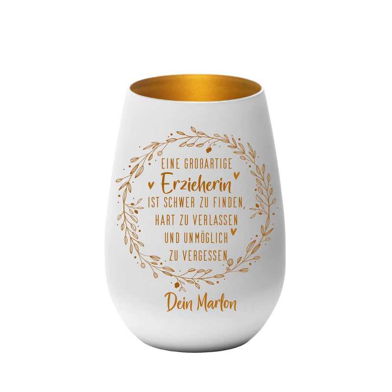 Personalisiertes Windlicht als Geschenk für Erzieherin