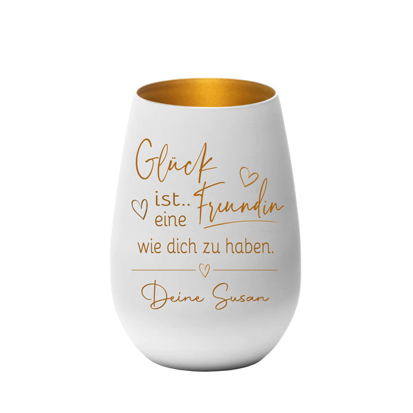 Personalisiertes Windlicht Geschenk für Freundin zum Geburtstag Weihnachten mit Deinem Wunschnamen