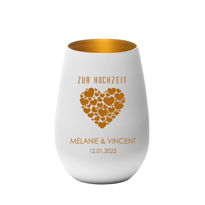 Personalisiertes Windlicht zur Hochzeit - Herzen