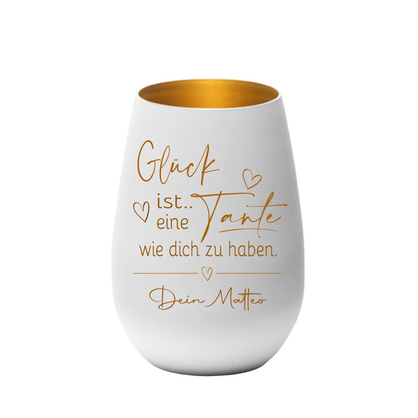 Personalisiertes Windlicht Geschenk für Tante zum Geburtstag Weihnachten mit Deinem Wunschnamen